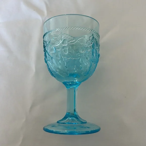 Vintage Wright Glass Acorn Blue Goblet - Picture 1 of 4